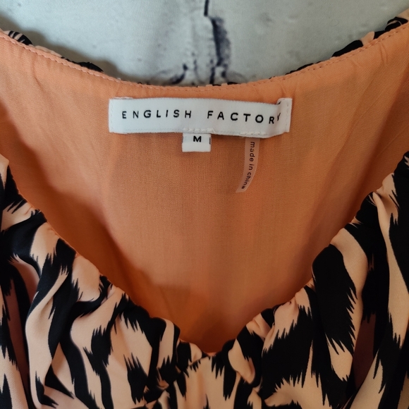 English Factory Tiger Print Ruffle Sleeve Maxi Dress Size Medium NWT - Picture 7 of 11